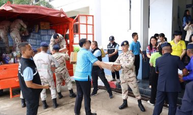 ธารน้ำใจชาวอำนาจเจริญร่วมพลังส่งมอบสิ่งของที่จำเป็นช่วยเหลือผู้ประสบภัยชายแดน