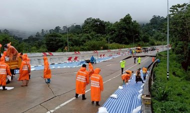 หมวดทางหลวงแม่สอดเร่งป้องกันแก้ไข ดินทรุดตัว เส้นทางสายตาก-แม่สอด