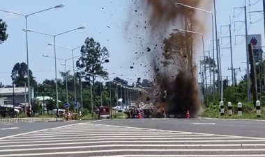 ระทึก!ชุด EOD ทำลายระเบิด BM-21 ใกล้ปั๊มน้ำมันกันทรลักษ์