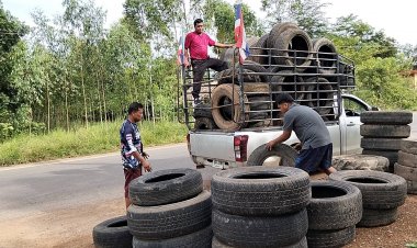 ชาวกบินทร์บุรีระดมยางรถยนต์เก่ามอบให้ทหาร-ตชด.ชายแดนสระแก้ว ทำเบอร์เกอร์