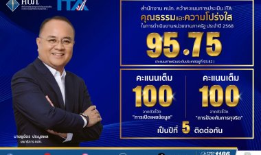 คปภ.ประเมิน ITA ได้เต็ม 100 คะแนนจากตัวชี้วัด “การเปิดเผยข้อมูล” - “การป้องกันการทุจริต” 