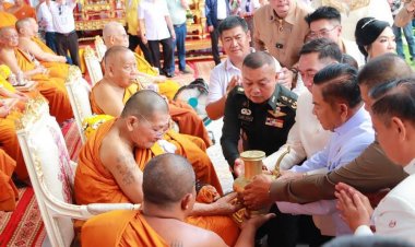 "ผศ.ดร.วราวุธ" ร่วมพิธีฉลองประกาศตั้ง "วัดสวนธรรมปิติ "และยกเสาเอกเสาโท