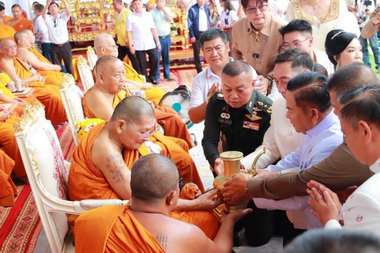 "ผศ.ดร.วราวุธ" ร่วมพิธีฉลองประกาศตั้ง "วัดสวนธรรมปิติ "และยกเสาเอกเสาโท