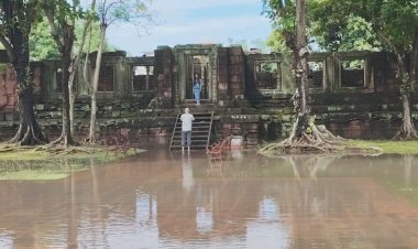 น้ำท่วมขังปราสาทหินพิมาย-น้ำป่าทะลัก น้ำตกม่านฟ้า วังน้ำเขียว