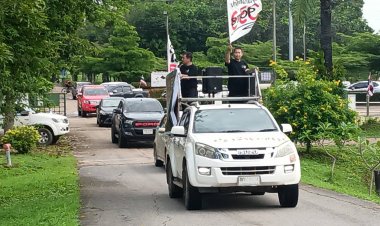 กลุ่มปราจีนเข้มแข็งแรลลี่รวมพลังต้านไม่เอาEEC โดยเคลื่อนขบวนไปสักการะสิ่งศักดิ์สิทธิ์ต่างๆ คู่เมืองปราจีนบุรี