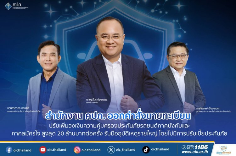 คปภ.ออกคำสั่งนายทะเบียนแก้ไขแบบ ข้อความ ของกรมธรรม์ประกันภัยคุ้มครองผู้ประสบภัยจากรถ