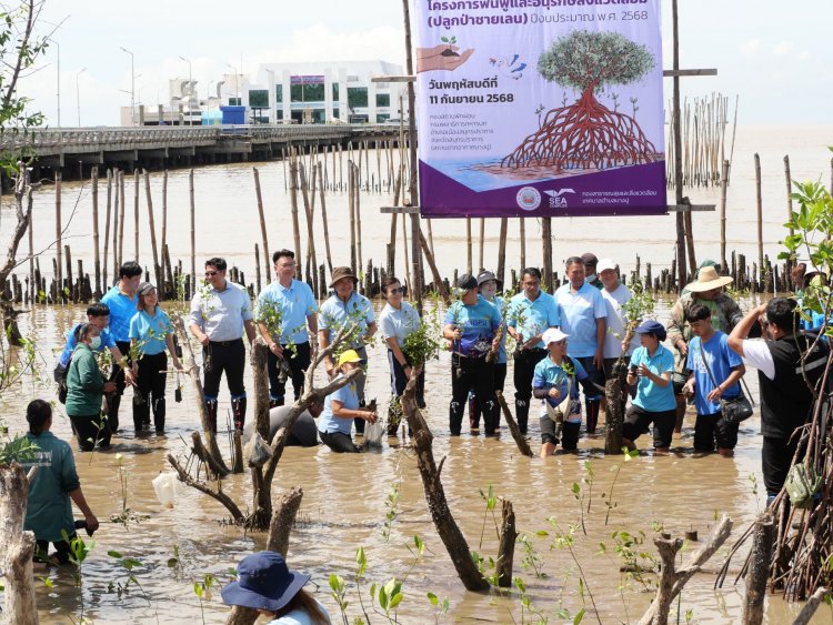 ทต.บางปูจัดกิจกรรมปลูกป่าและลงนามความร่วมมือฟื้นฟูสิ่งแวดล้อม