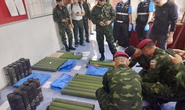 ทหาร-ตำรวจ ด่านห้วยยะอุสกัดจับกุมอาวุธสงครามลักลอบส่งข้ามแดน