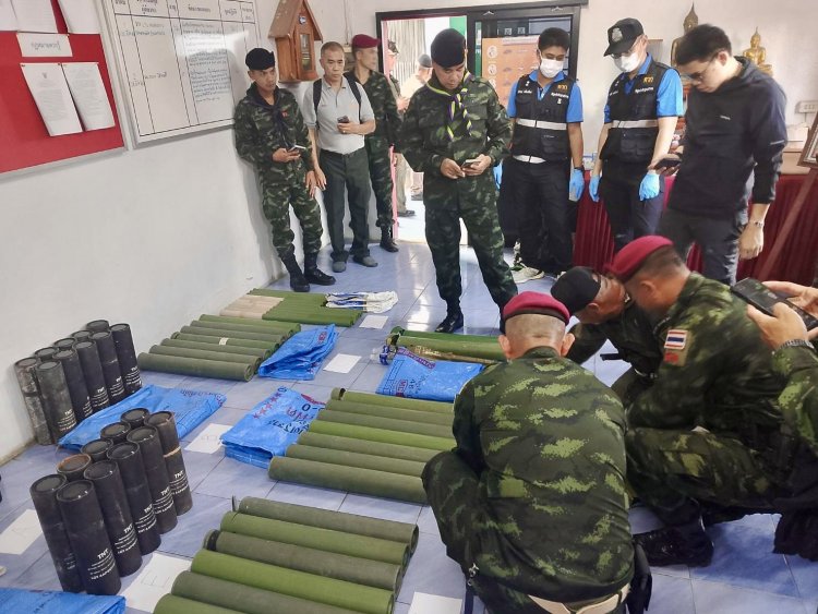 ทหาร-ตำรวจ ด่านห้วยยะอุสกัดจับกุมอาวุธสงครามลักลอบส่งข้ามแดน