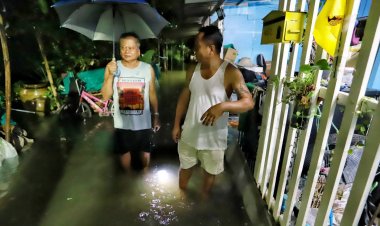 ฝนถล่มปทุมธานีนายกสวนพริกไทยลุยฝนตั้งเครื่องสูบน้ำเร่งช่วยชาวบ้าน