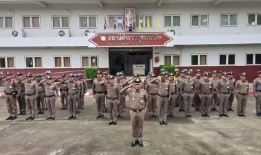 ตำรวจอุทัยธานีพร้อมใจปฏิญาณตน หน้าโรงพัก "พวกเราต้องเป็นที่พึ่งของประชาชน"