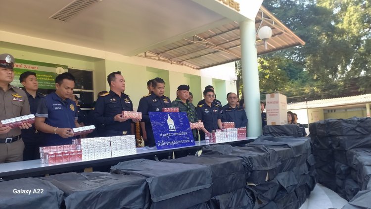 ด่านศุลกากรแม่สอดตรวจยืด บุหรี่ หนีภาษีล็อตใหญ่ ที่ชายแดน มูลค่า กว่า 10 ล้านบาท