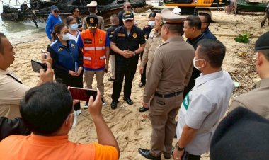 คปภ.ภูเก็ตลงพื้นที่อ่าวฉลองติดตามเพลิงไหม้เรือสปีดโบ๊ท 24 ลำ