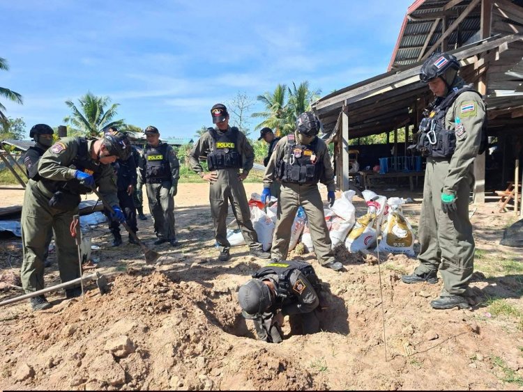 ตำรวจศรีสะเกษระดมชุด EOD เก็บกู้–ทำลายกระสุนปืนใหญ่หลายจุดในอำเภอกันทรลักษ์