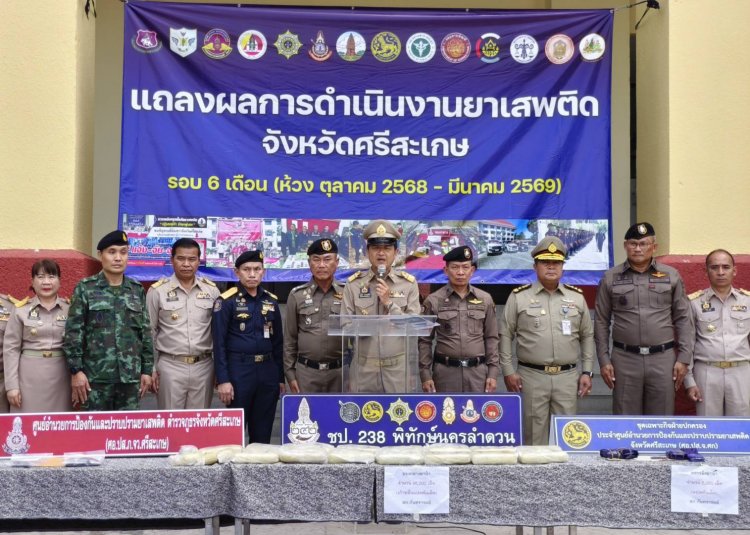 ตำรวจ“ศรีสะเกษ” โชว์ผลงาน 6 เดือนกวาดล้างเครือข่ายค้ายาเสพติด 2,671 ราย -ผู้ต้องหา 2,712 คน