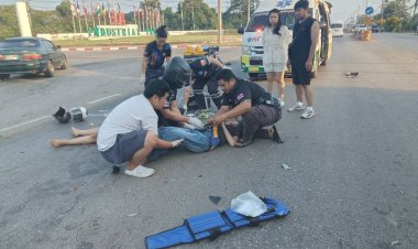 หนุ่มกระบะหลับใน พุ่งชน 2 หนุ่มสาวโรงงานเจ็บคาสี่แยกไฟแดงนิคม ฯ304ปราจีนบุรี