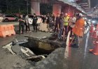 ระทึก! ถนนลาดพร้าวขาออกทรุดตัว เป็นโพรงขนาดใหญ่ หน้าโลตัสบางกะปิ