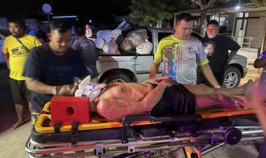 เลือดสาดกลางปั๊ม! 2หนุ่มใหญ่ ตั้งวงก๊งเหล้าเมาพูดผิดหู "คัตเตอร์" ปาดคอเพื่อนหวิดดับ!
