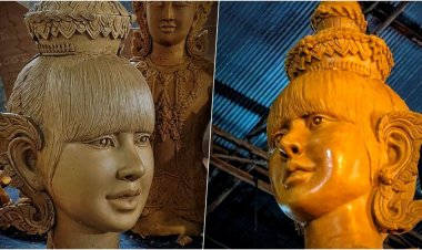 วัดดังเมืองโคราช! ปั้น’ลิซ่า’นางฟ้าบนต้นเทียนพรรษาหวังสะกดสายตานักท่องเที่ยวทั่วโลก